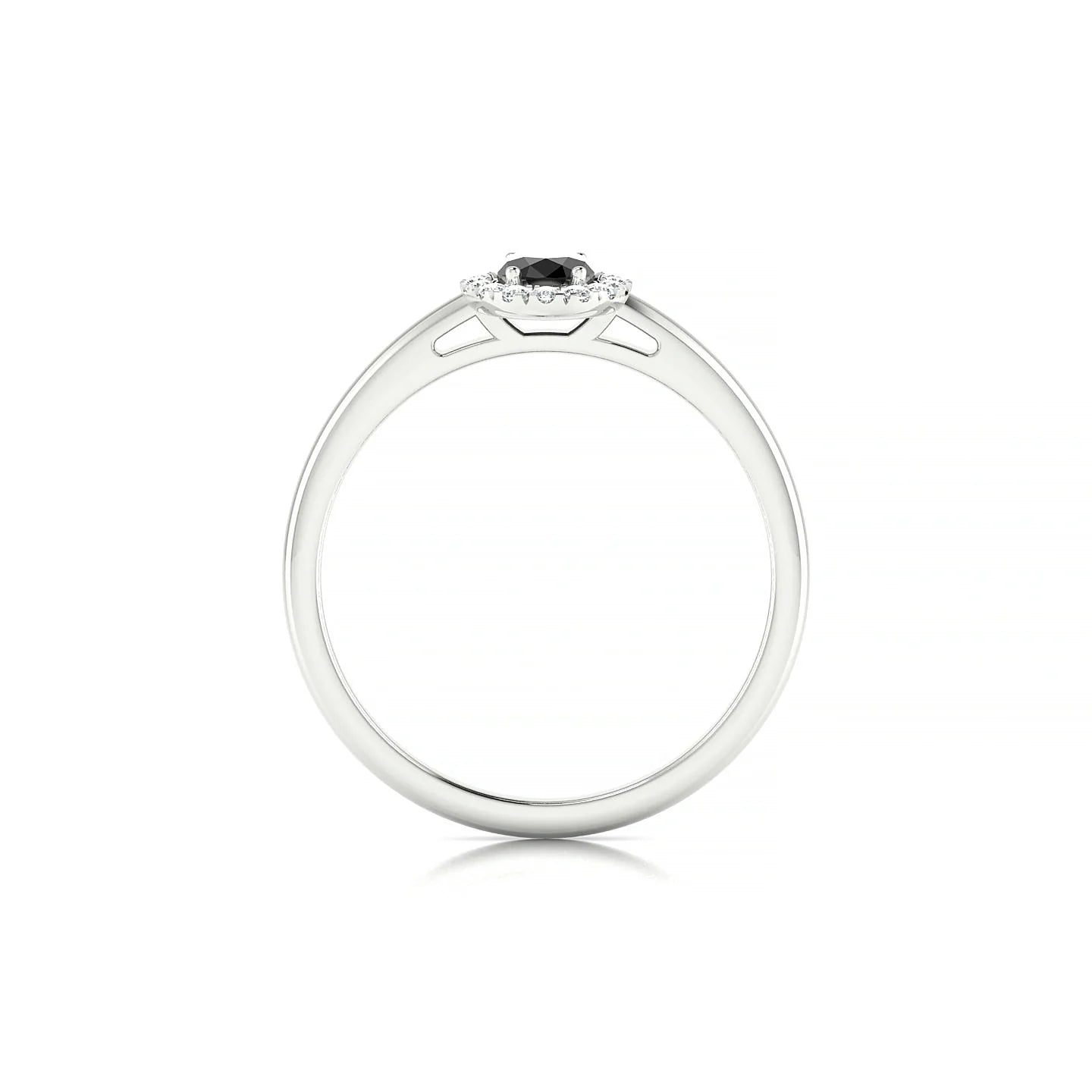 Solar | 18k White Gold 6 x 4 mm Oval Black Diamond Ring