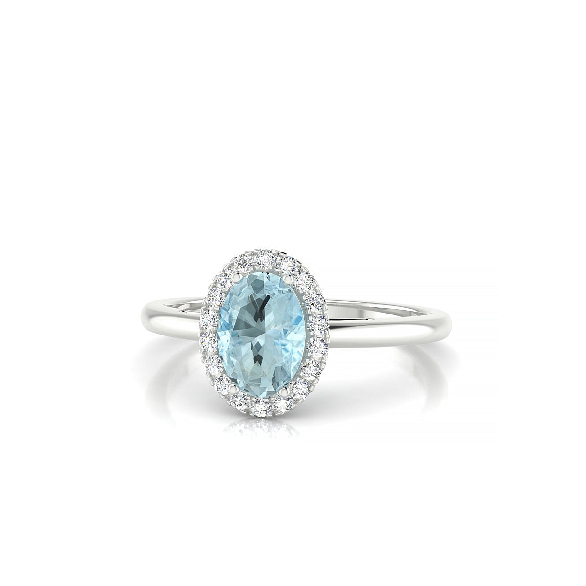 Solar | 18k White Gold 7 x 5 mm Oval Aquamarine Ring
