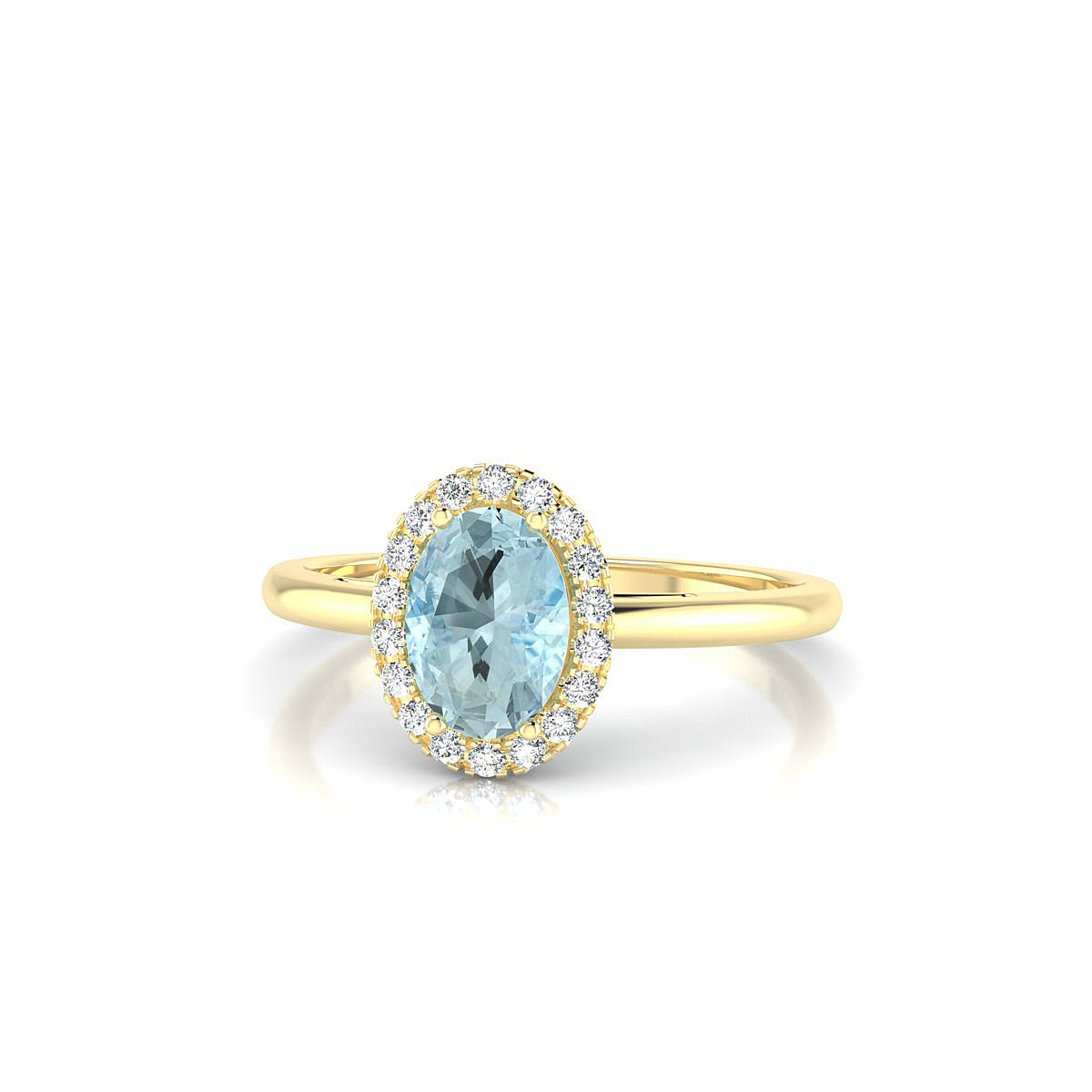 Solar | 18k Yellow Gold 7 x 5 mm Oval Aquamarine Ring