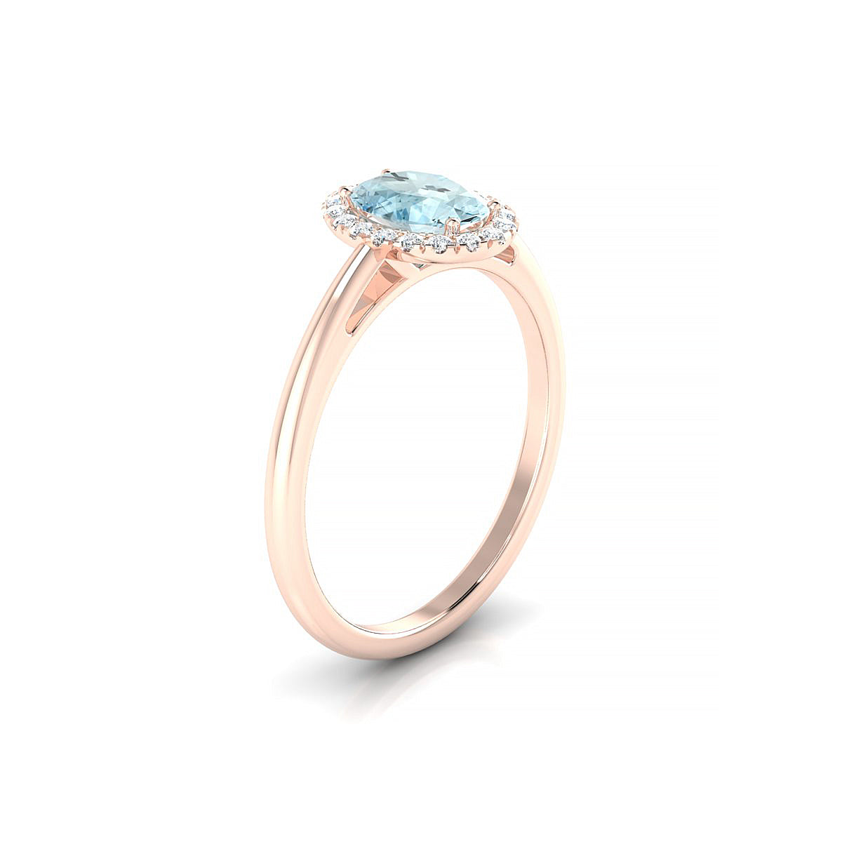 Solar | 18k Rose Gold 7 x 5 mm Oval Aquamarine Ring