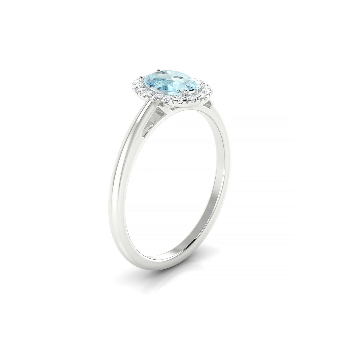 Solar | 18k White Gold 7 x 5 mm Oval Aquamarine Ring