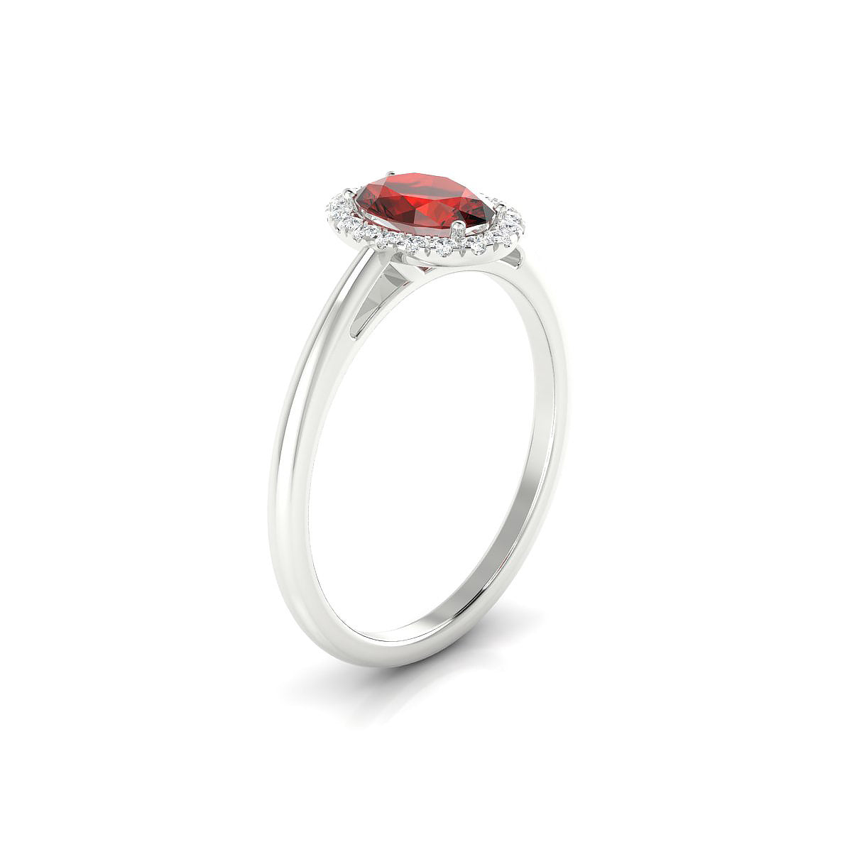 Solar | 18k White Gold 7 x 5 mm Oval Garnet Ring