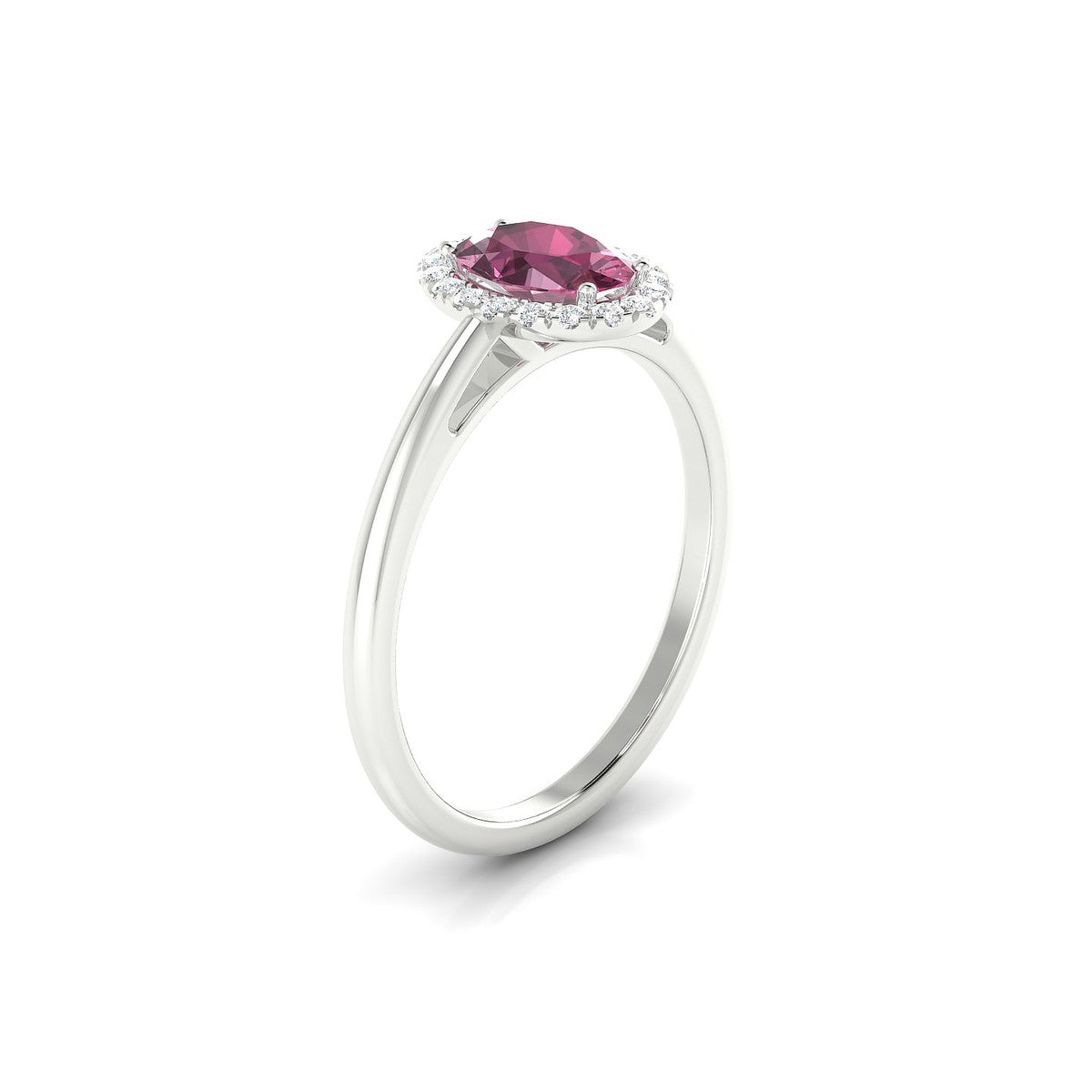 Solar | 18k White Gold 7 x 5 mm Oval Rhodolite Ring