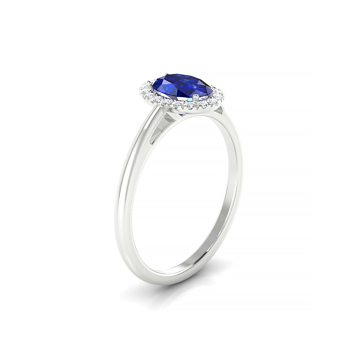 Solar | 18k White Gold 7 x 5 mm Oval Sapphire Ring