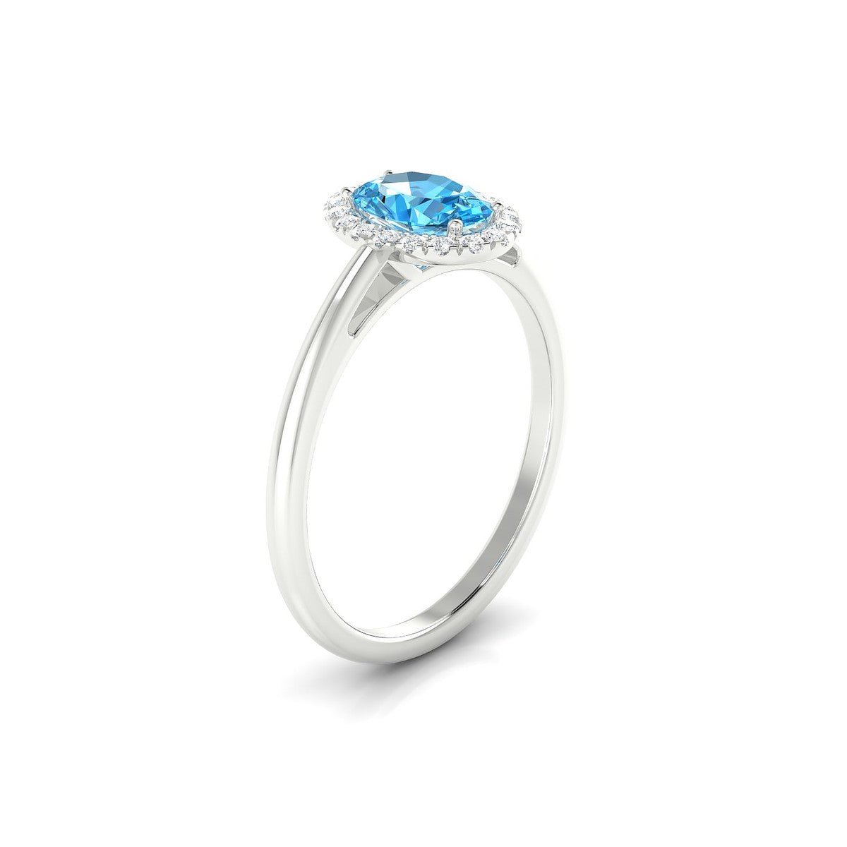 Solar | 18k White Gold 7 x 5 mm Oval Topaz Ring