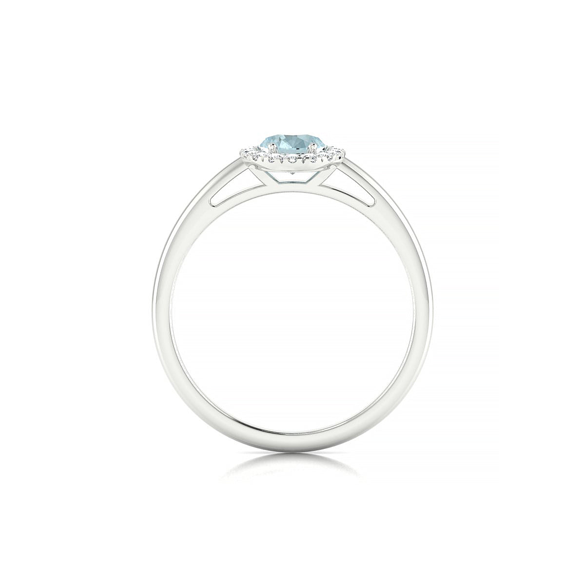 Solar | 18k White Gold 7 x 5 mm Oval Aquamarine Ring
