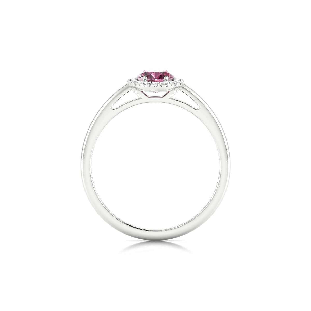 Solar | 18k White Gold 7 x 5 mm Oval Rhodolite Ring