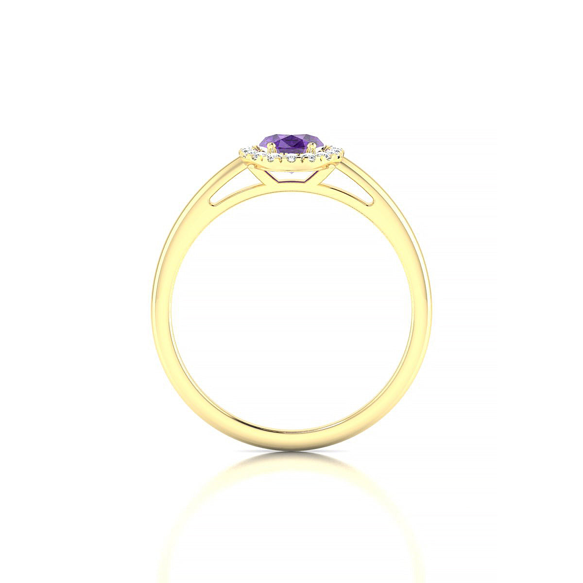 Solar | 18k Yellow Gold 7 x 5 mm Oval Amethyst Ring