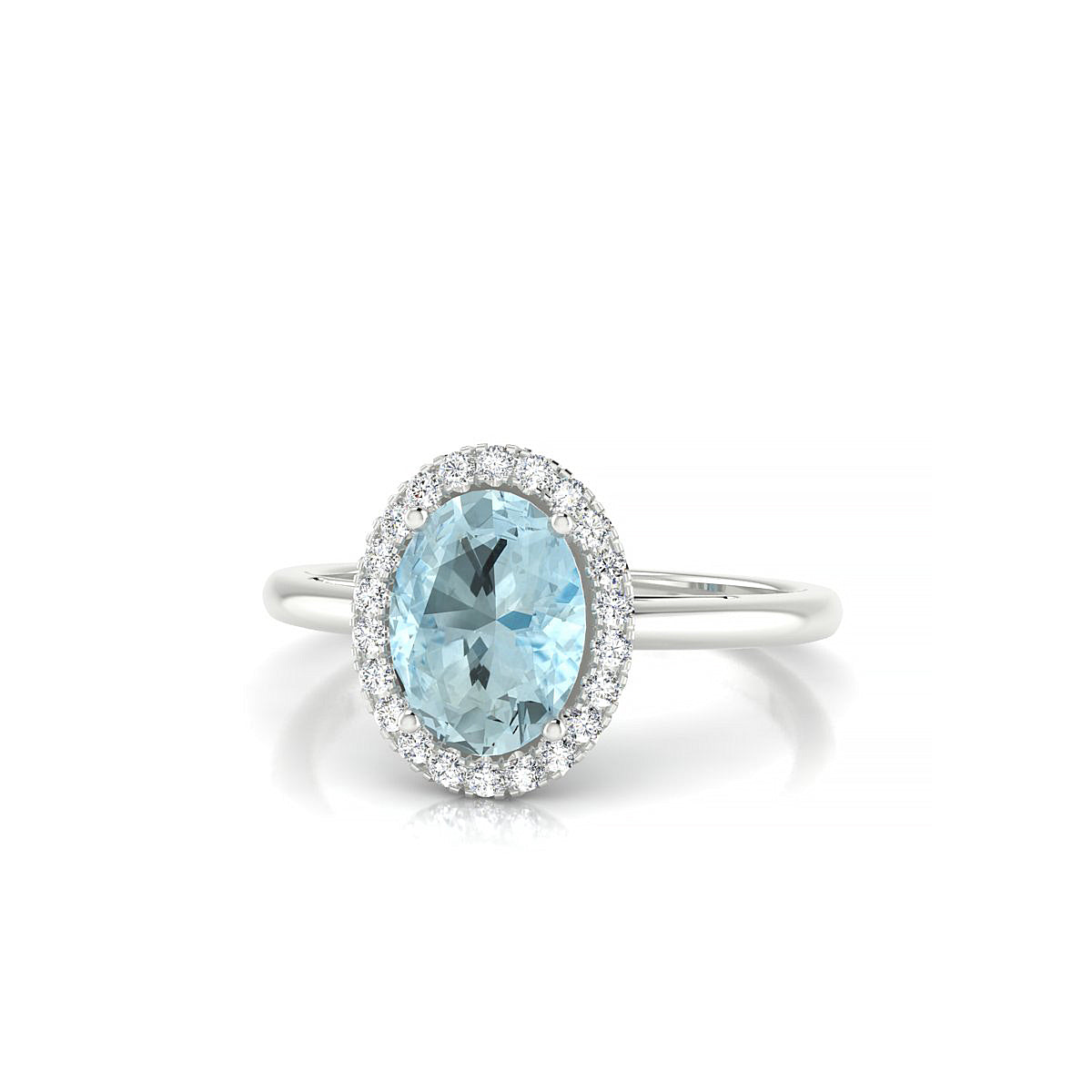 Solar | 18k White Gold 8 x 6 mm Oval Aquamarine Ring