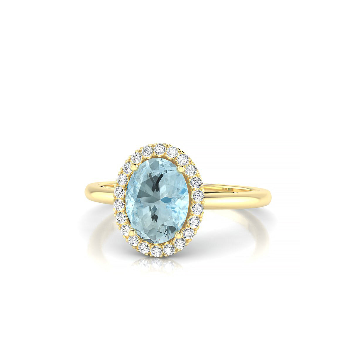 Solar | 18k Yellow Gold 8 x 6 mm Oval Aquamarine Ring