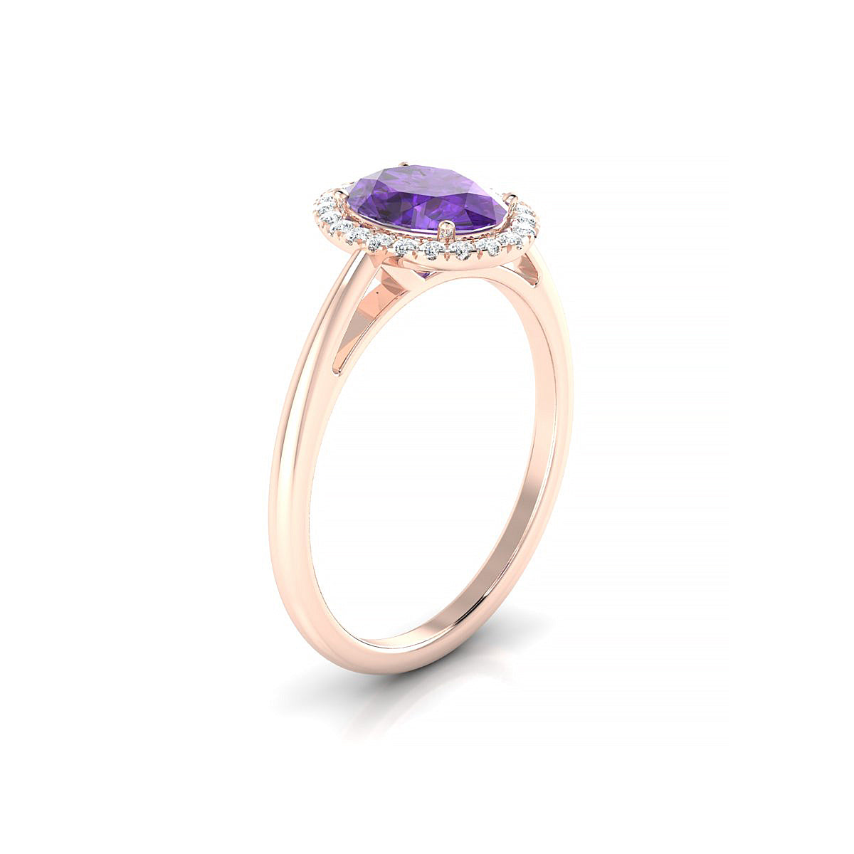 Solar | 18k Rose Gold 8 x 6 mm Oval Amethyst Ring