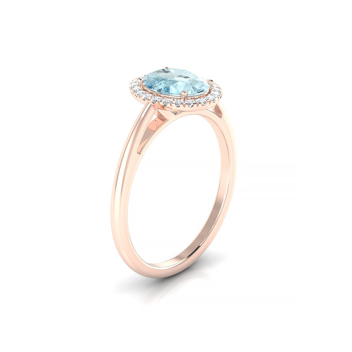 Solar | 18k Rose Gold 8 x 6 mm Oval Aquamarine Ring