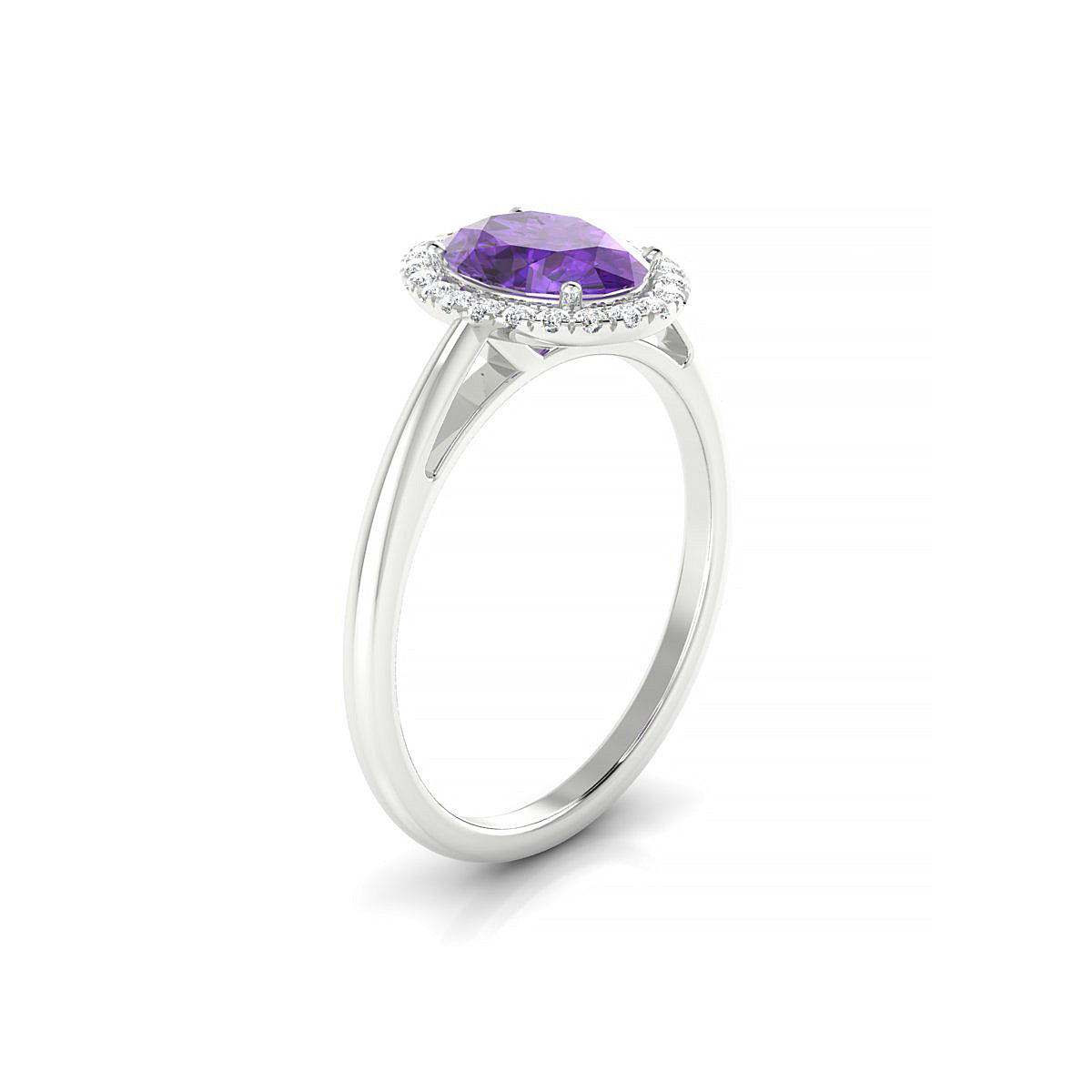 Solar | 18k White Gold 8 x 6 mm Oval Amethyst Ring