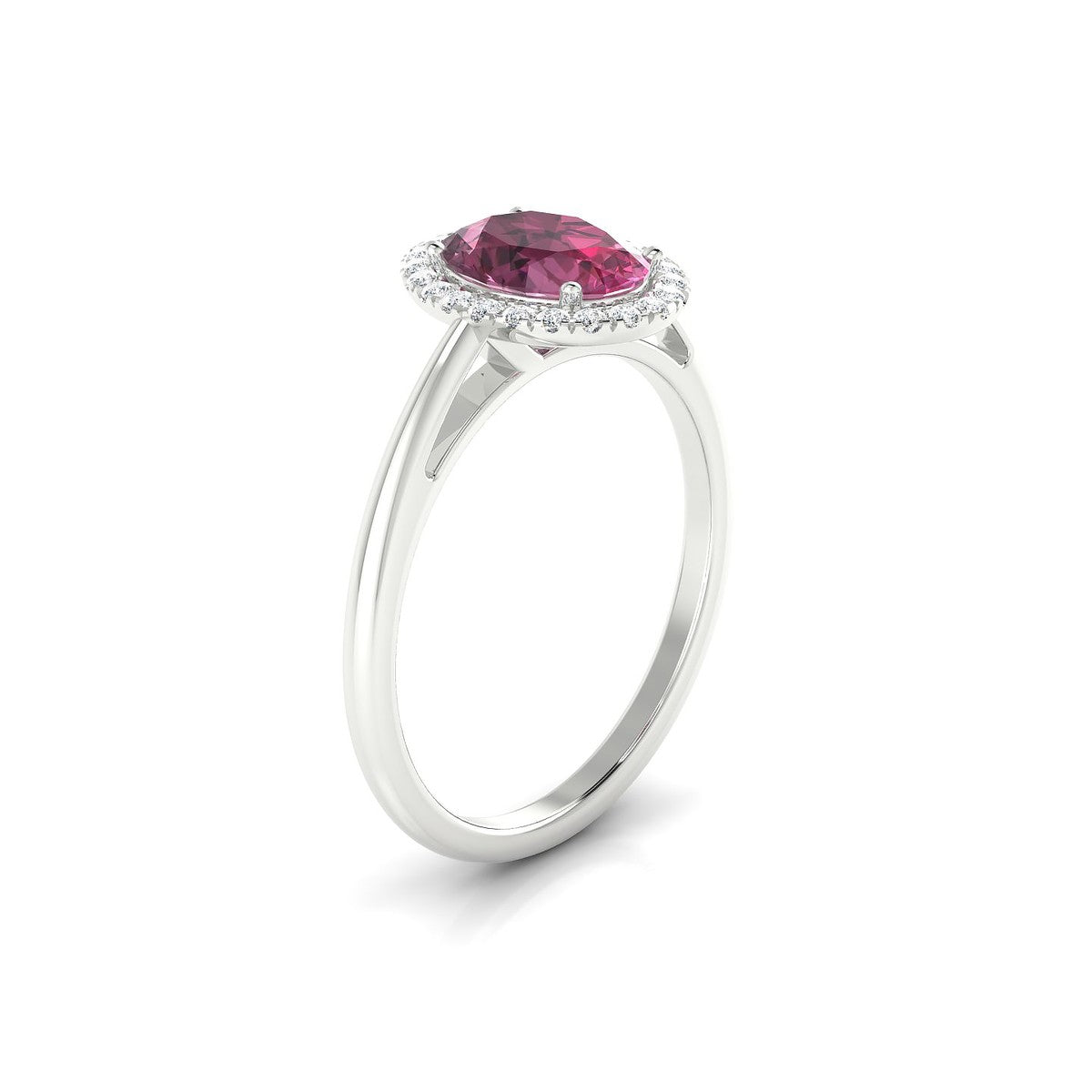 Solar | 18k White Gold 8 x 6 mm Oval Rhodolite Ring