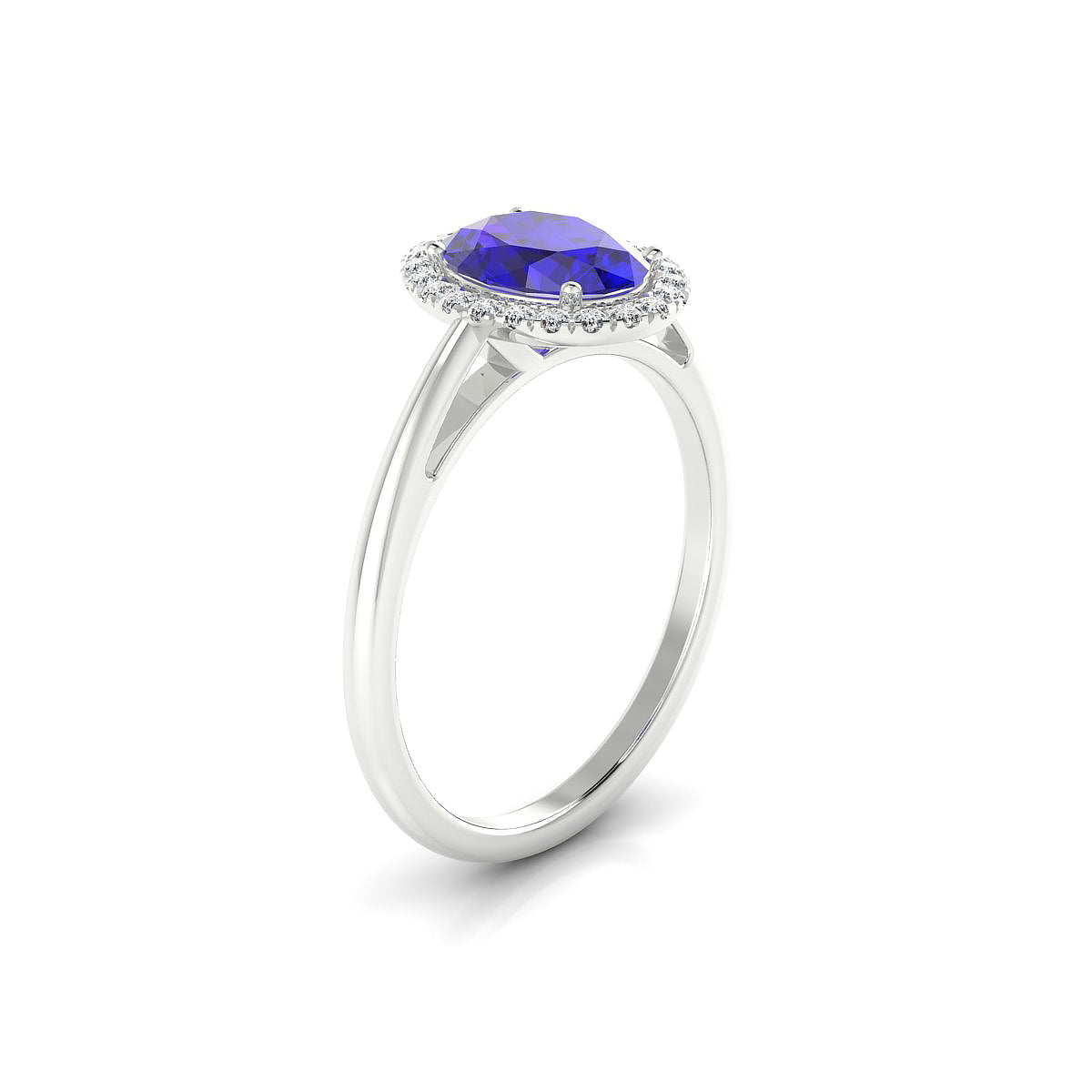 Solar | 18k White Gold 8 x 6 mm Oval Tanzanite Ring