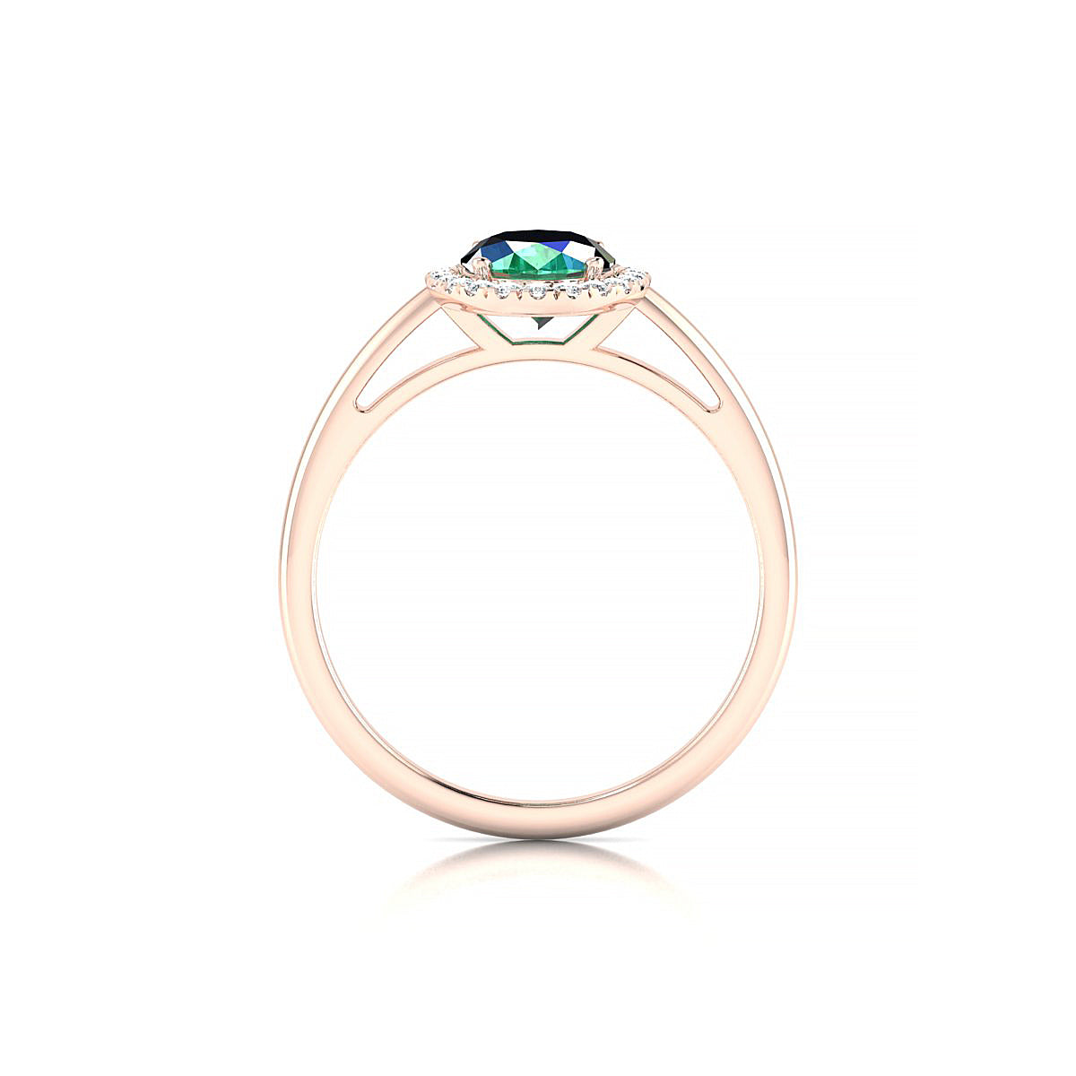 Solar | 18k Rose Gold 8 x 6 mm Oval Emerald Ring