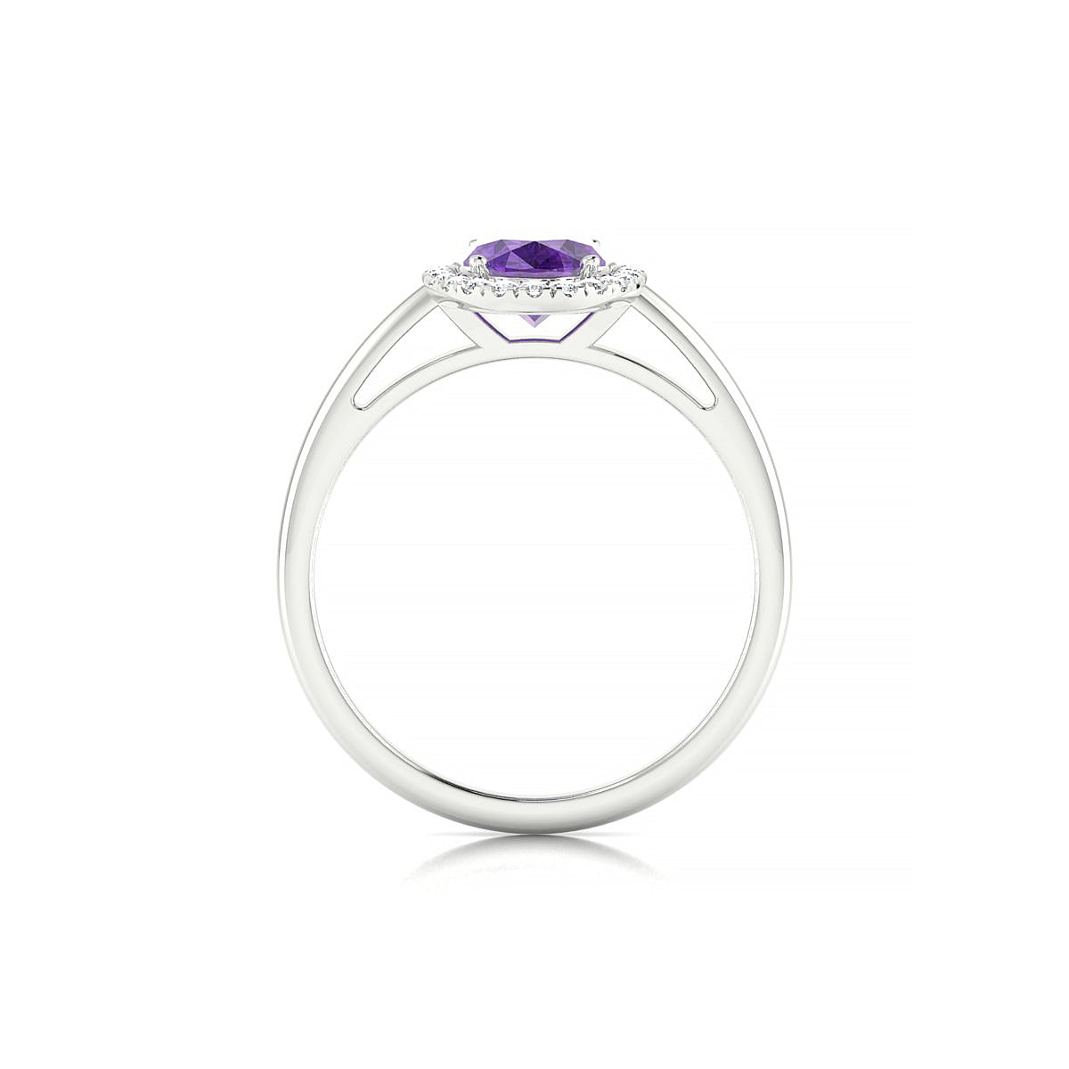 Solar | 18k White Gold 8 x 6 mm Oval Amethyst Ring