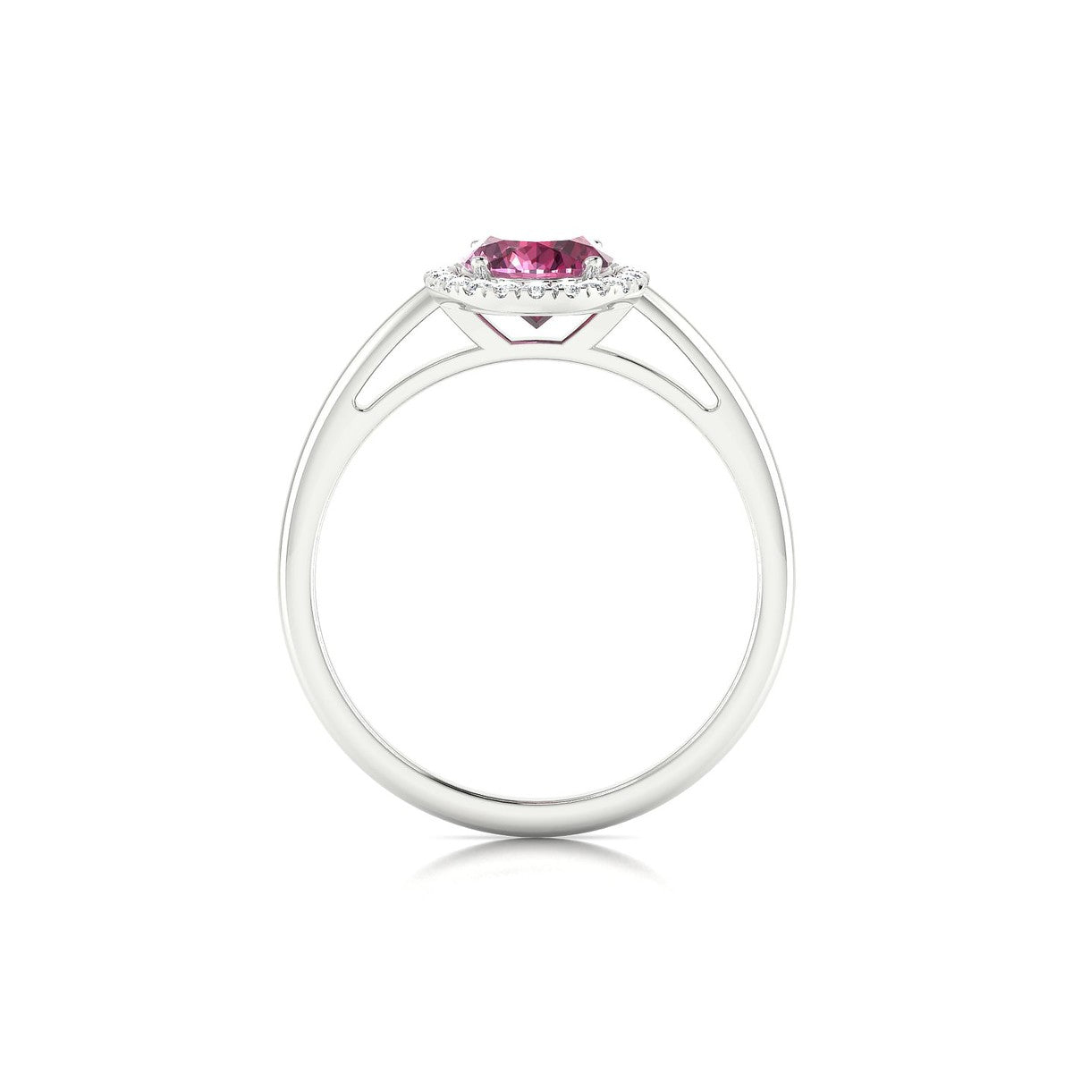 Solar | 18k White Gold 8 x 6 mm Oval Rhodolite Ring