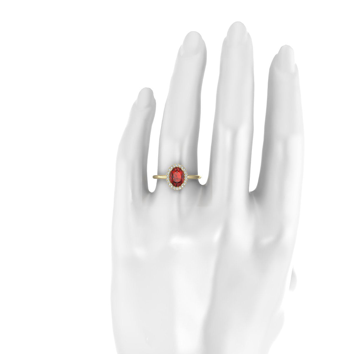 Solar | 18k Yellow Gold 8 x 6 mm Oval Garnet Ring