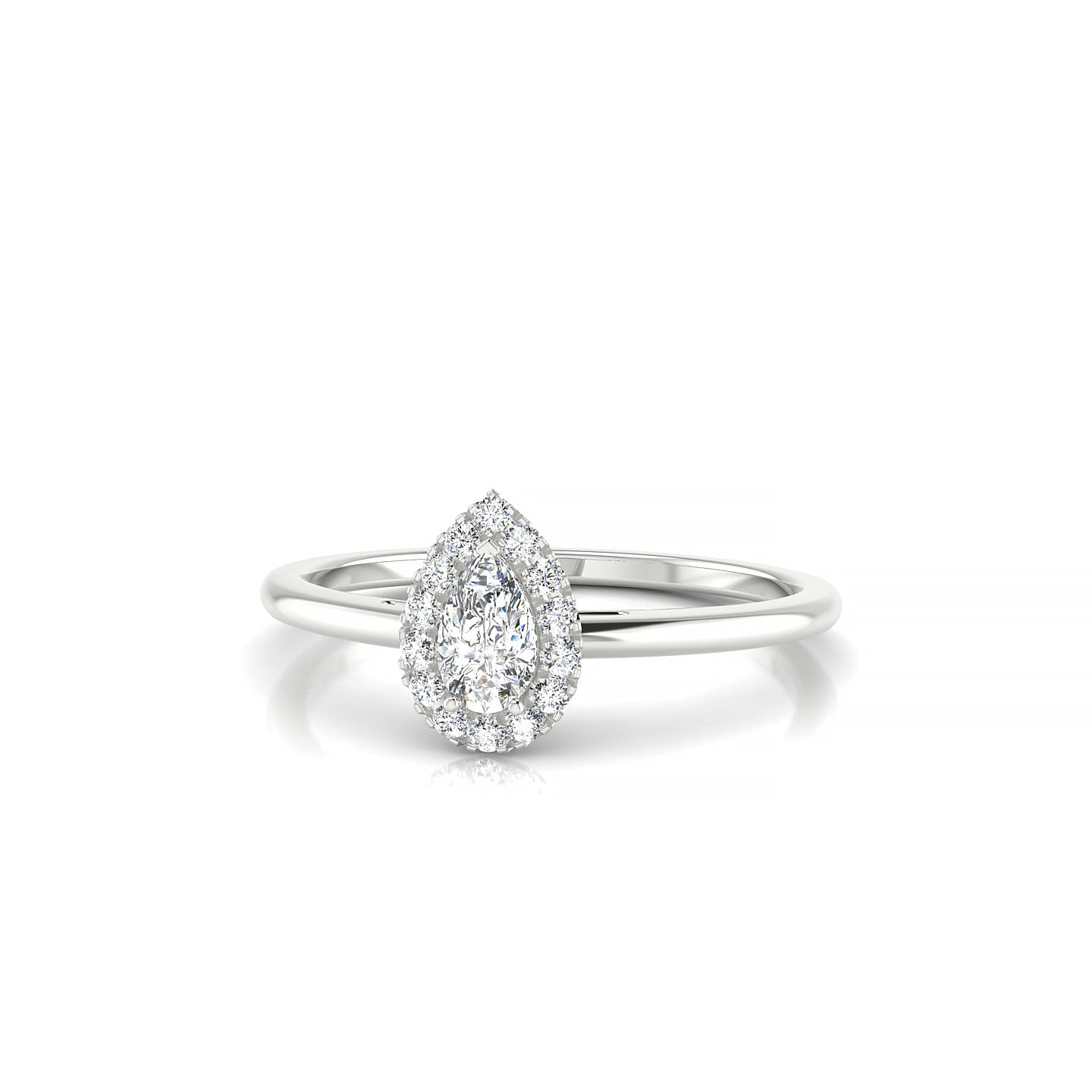 Solar | 18k White Gold 5 x 3 mm Pear Diamond Ring