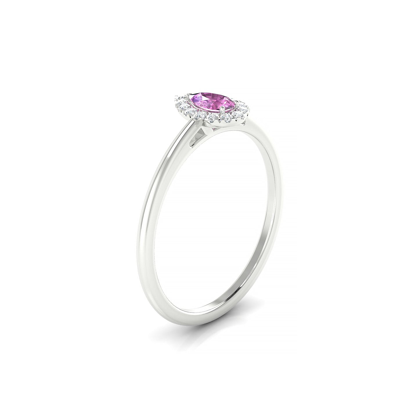 Solar | 18k White Gold 5 x 3 mm Pear Pink Sapphire Ring
