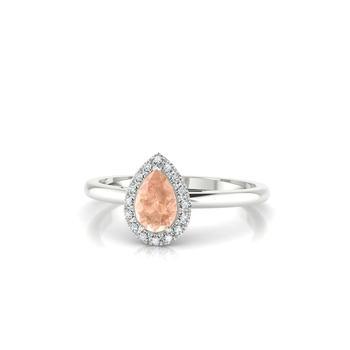 Solar | 18k White Gold 6 x 4 mm Pear Morganite Ring