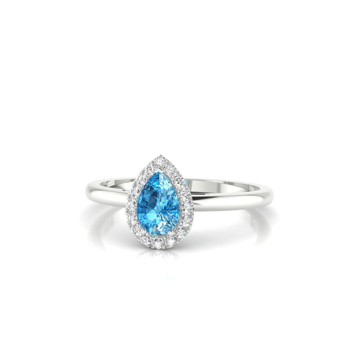 Solar | 18k White Gold 6 x 4 mm Pear Topaz Ring