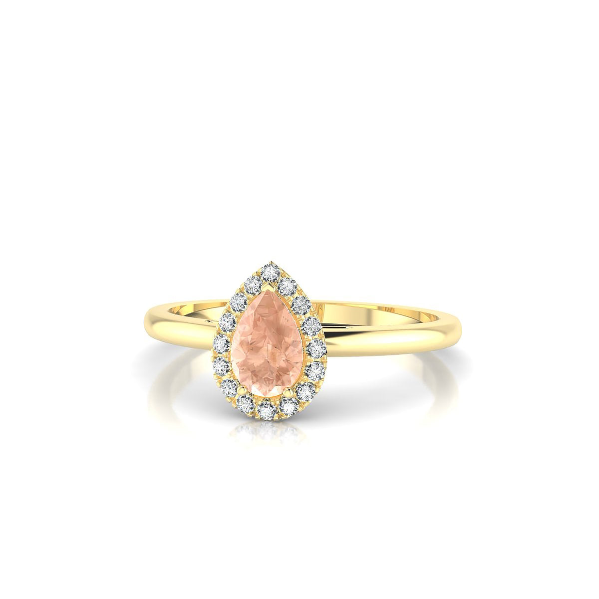 Solar | 18k Yellow Gold 6 x 4 mm Pear Morganite Ring