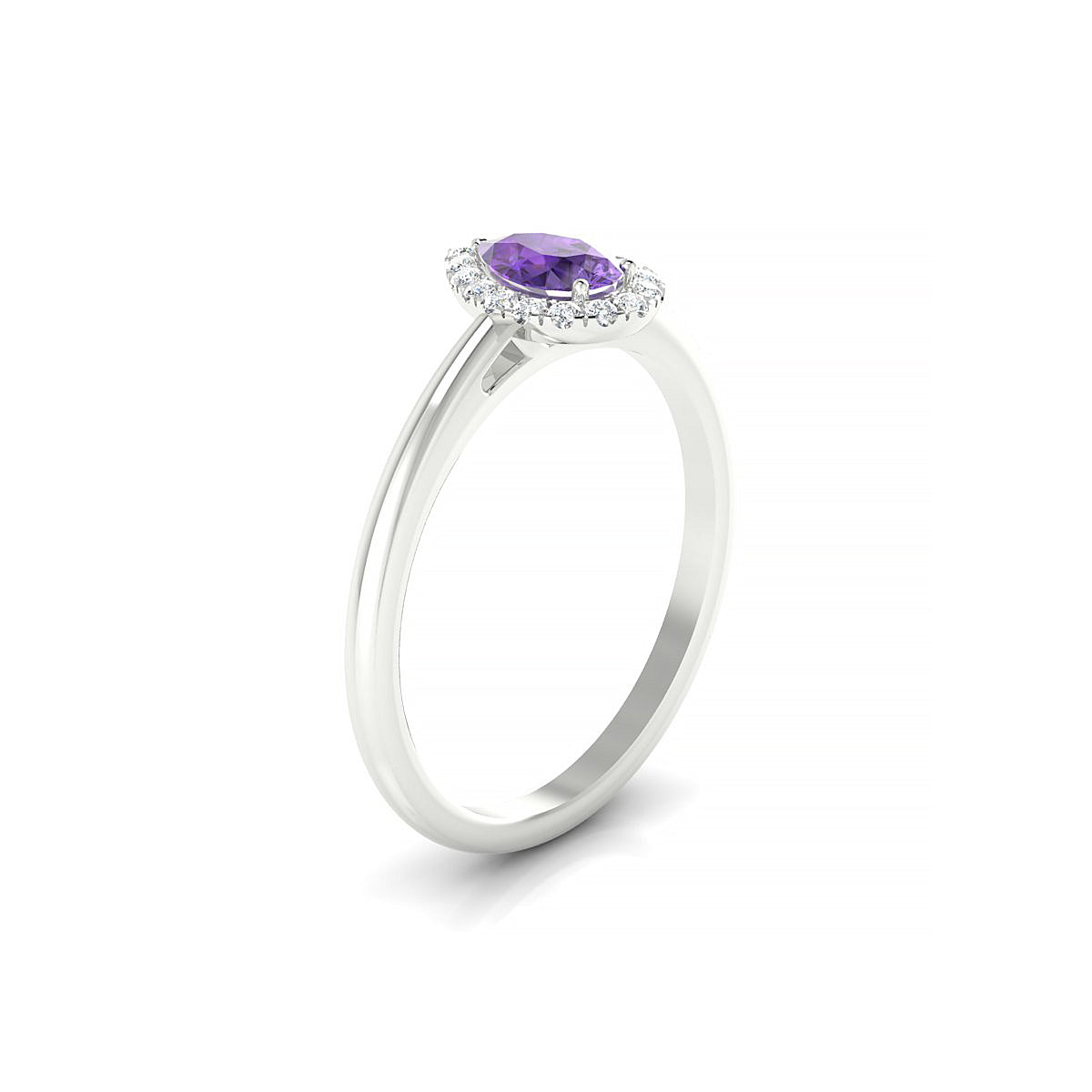 Solar | 18k White Gold 6 x 4 mm Pear Amethyst Ring