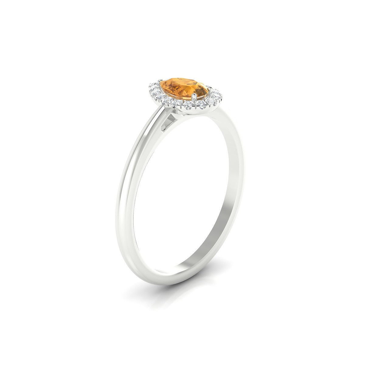 Solar | 18k White Gold 6 x 4 mm Pear Citrine Ring