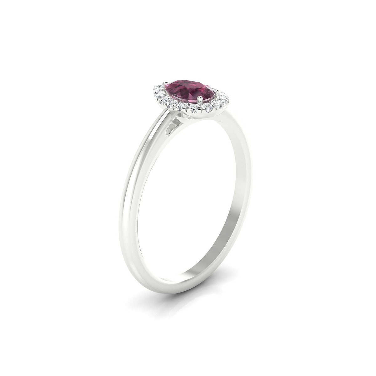 Solar | 18k White Gold 6 x 4 mm Pear Rhodolite Ring