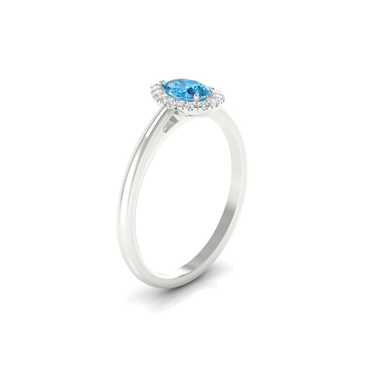 Solar | 18k White Gold 6 x 4 mm Pear Topaz Ring