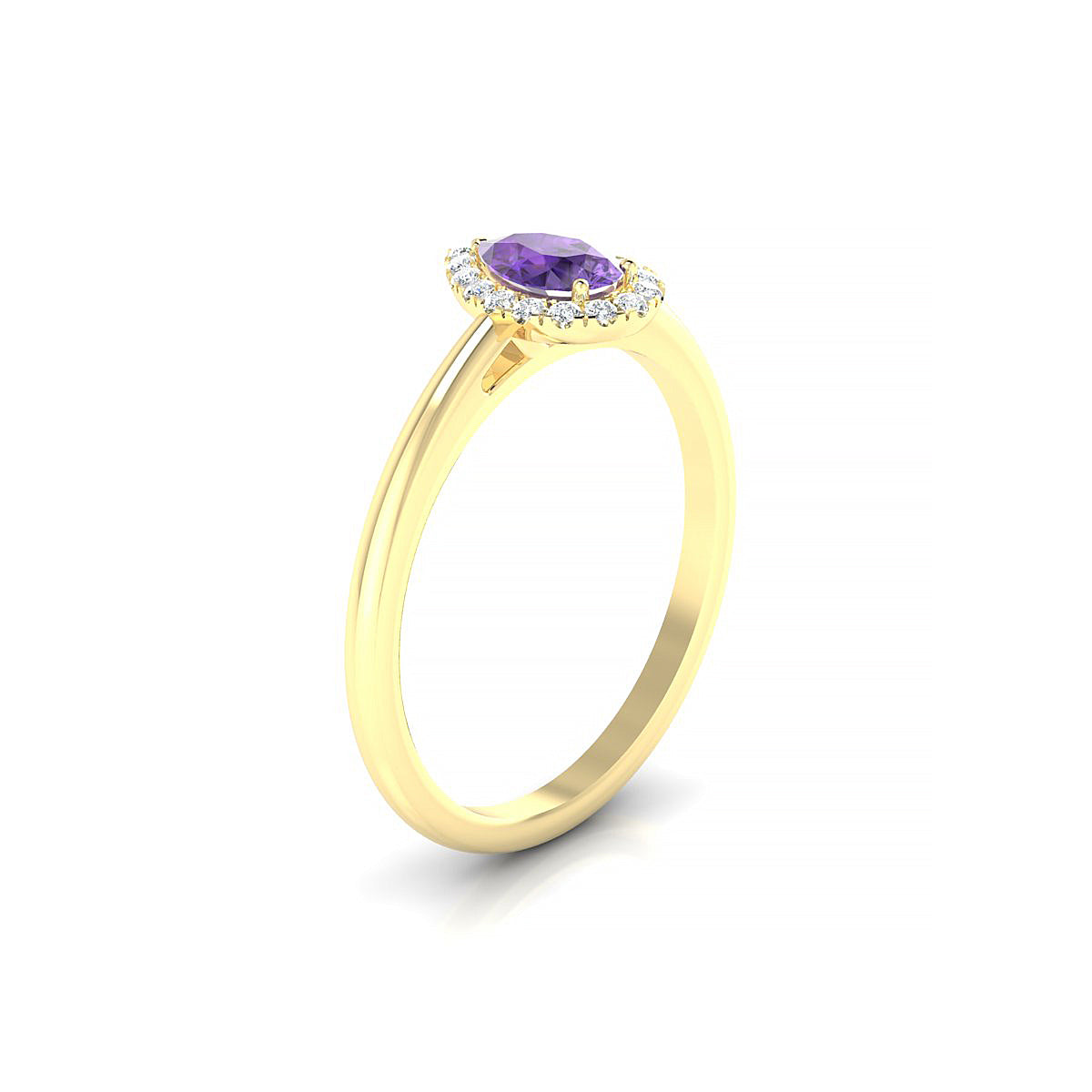 Solar | 18k Yellow Gold 6 x 4 mm Pear Amethyst Ring