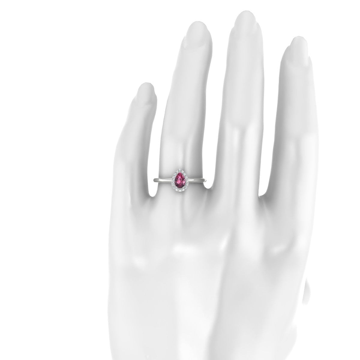 Solar | 18k White Gold 6 x 4 mm Pear Rhodolite Ring