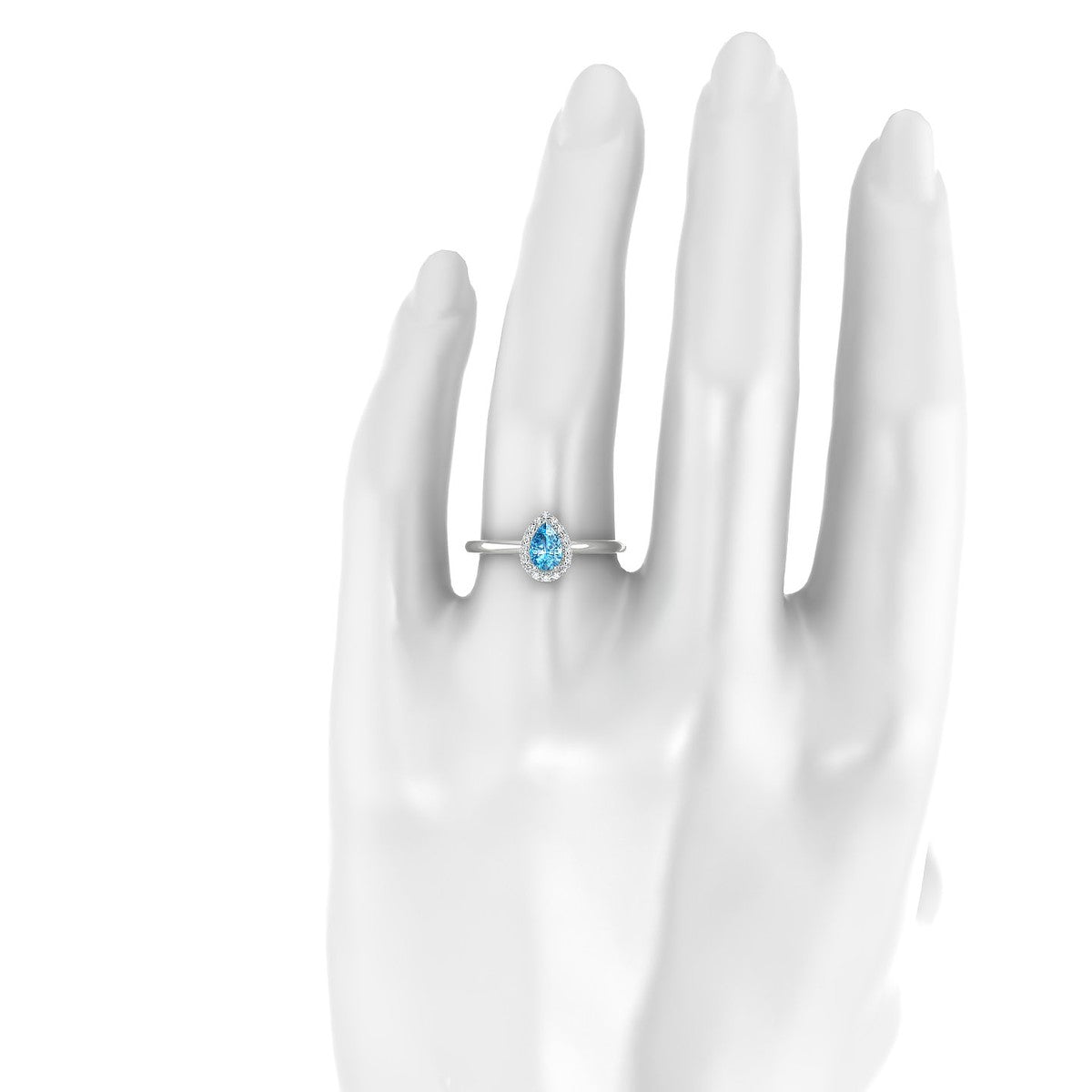 Solar | 18k White Gold 6 x 4 mm Pear Topaz Ring