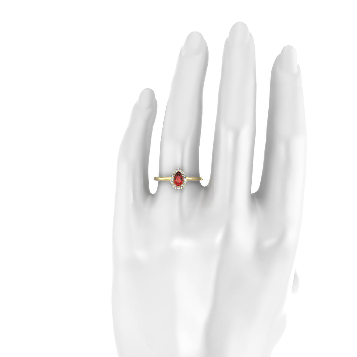Solar | 18k Yellow Gold 6 x 4 mm Pear Garnet Ring