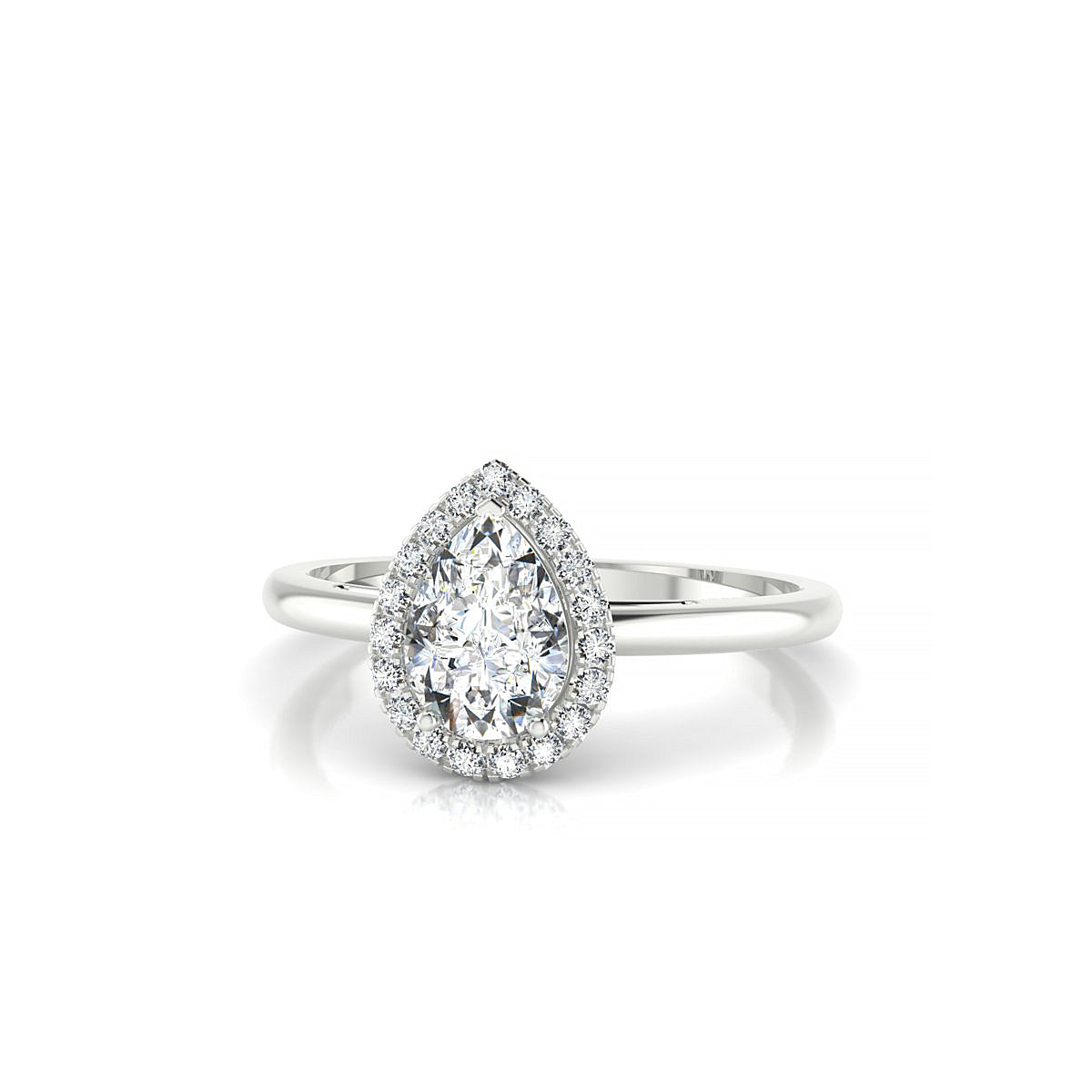 Solar | 18k White Gold 7 x 5 mm Pear Diamond Ring