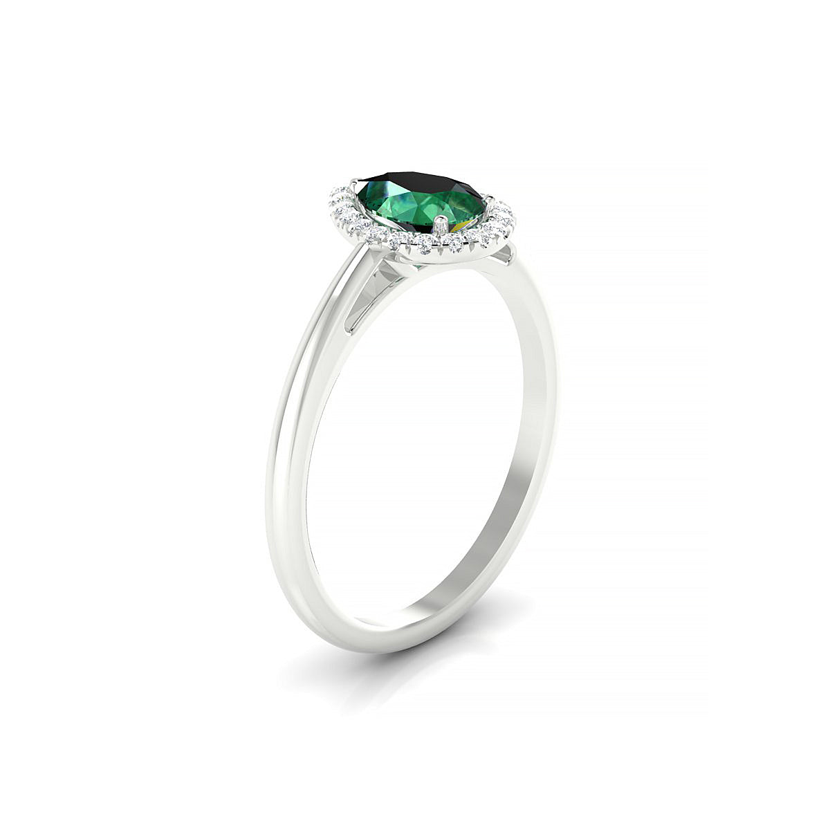 Solar | 18k White Gold 7 x 5 mm Pear Emerald Ring