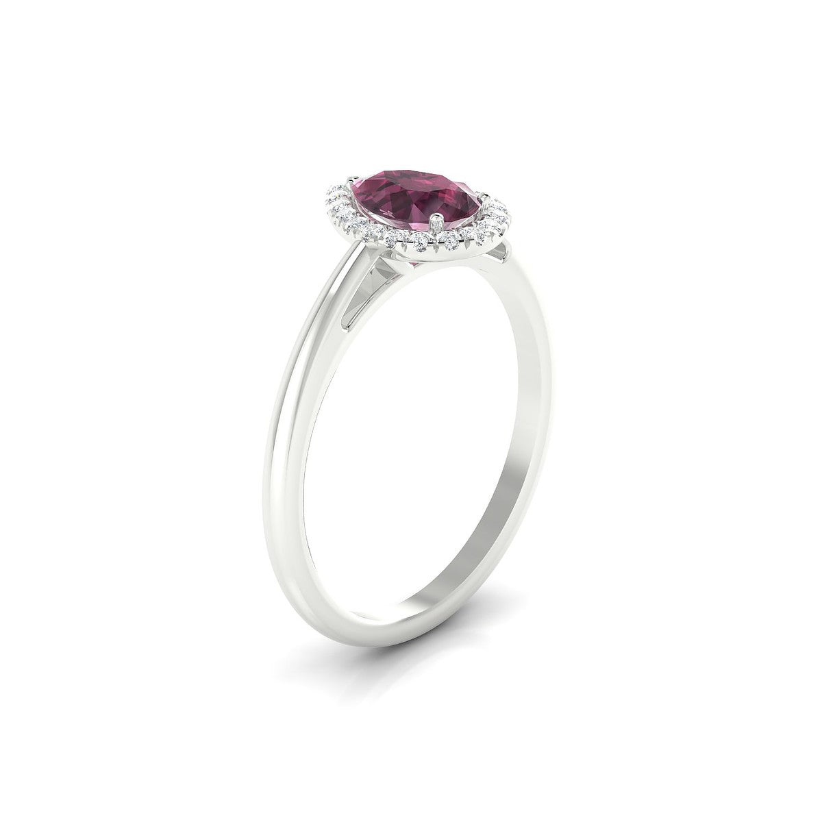 Solar | 18k White Gold 7 x 5 mm Pear Rhodolite Ring