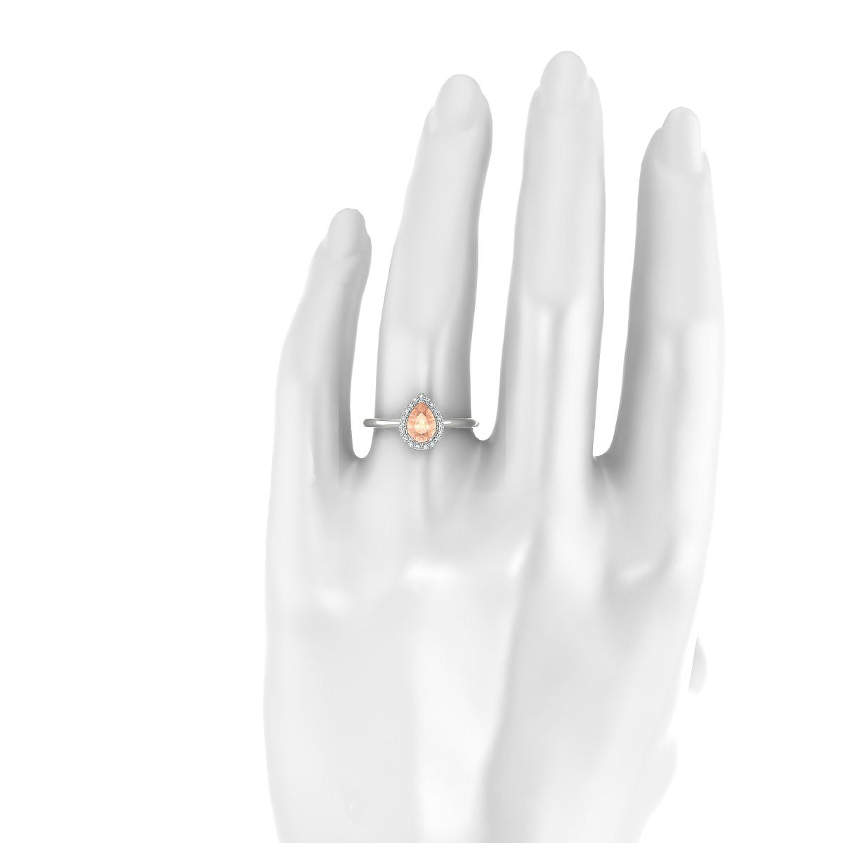 Solar | 18k White Gold 7 x 5 mm Pear Morganite Ring