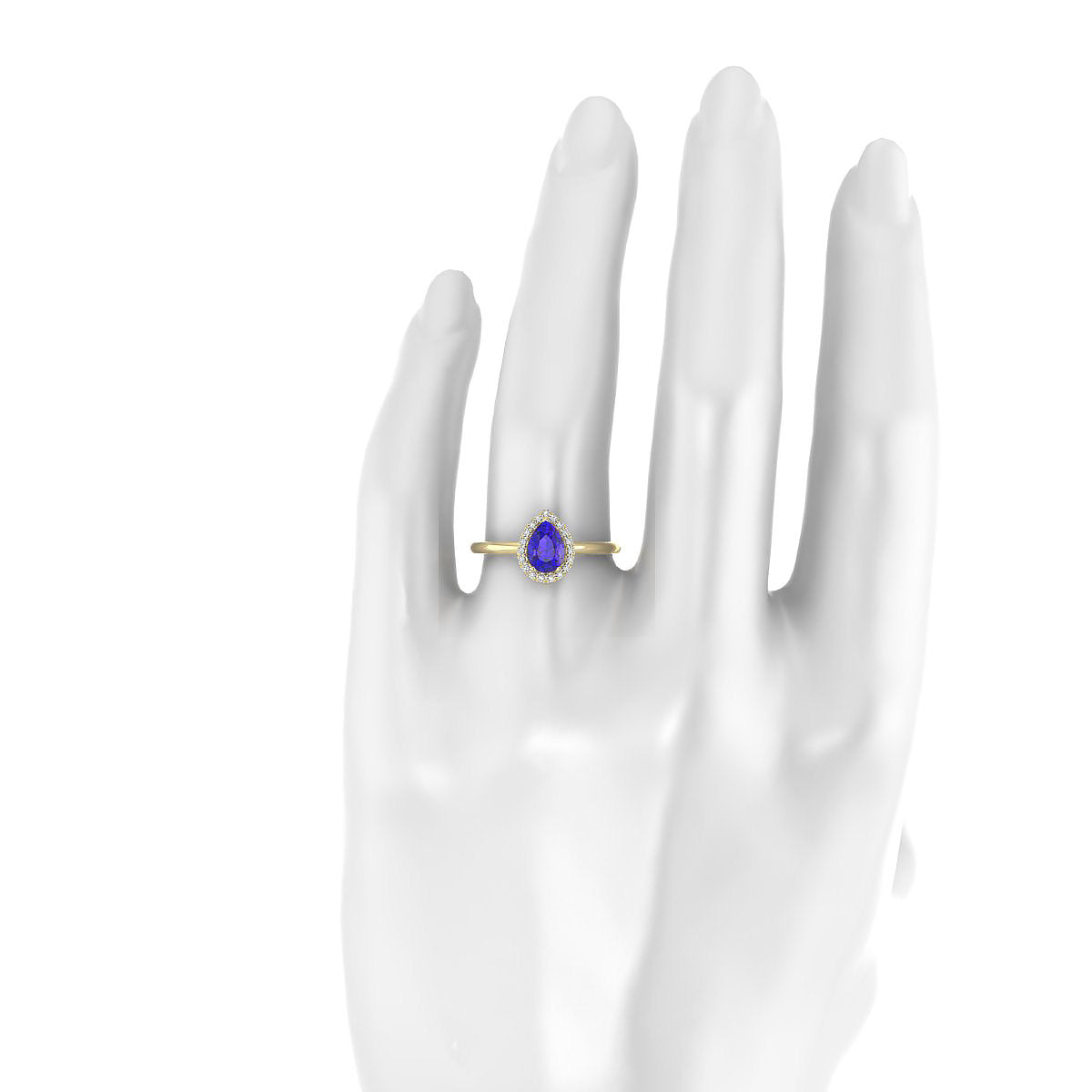 Solar | 18k Yellow Gold 7 x 5 mm Pear Tanzanite Ring