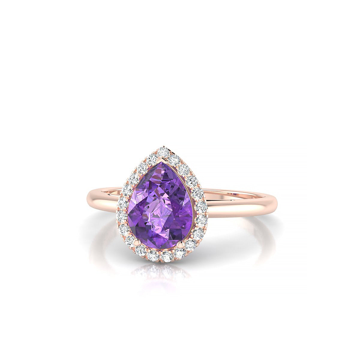 Solar | 18k Rose Gold 8 x 6 mm Pear Amethyst Ring