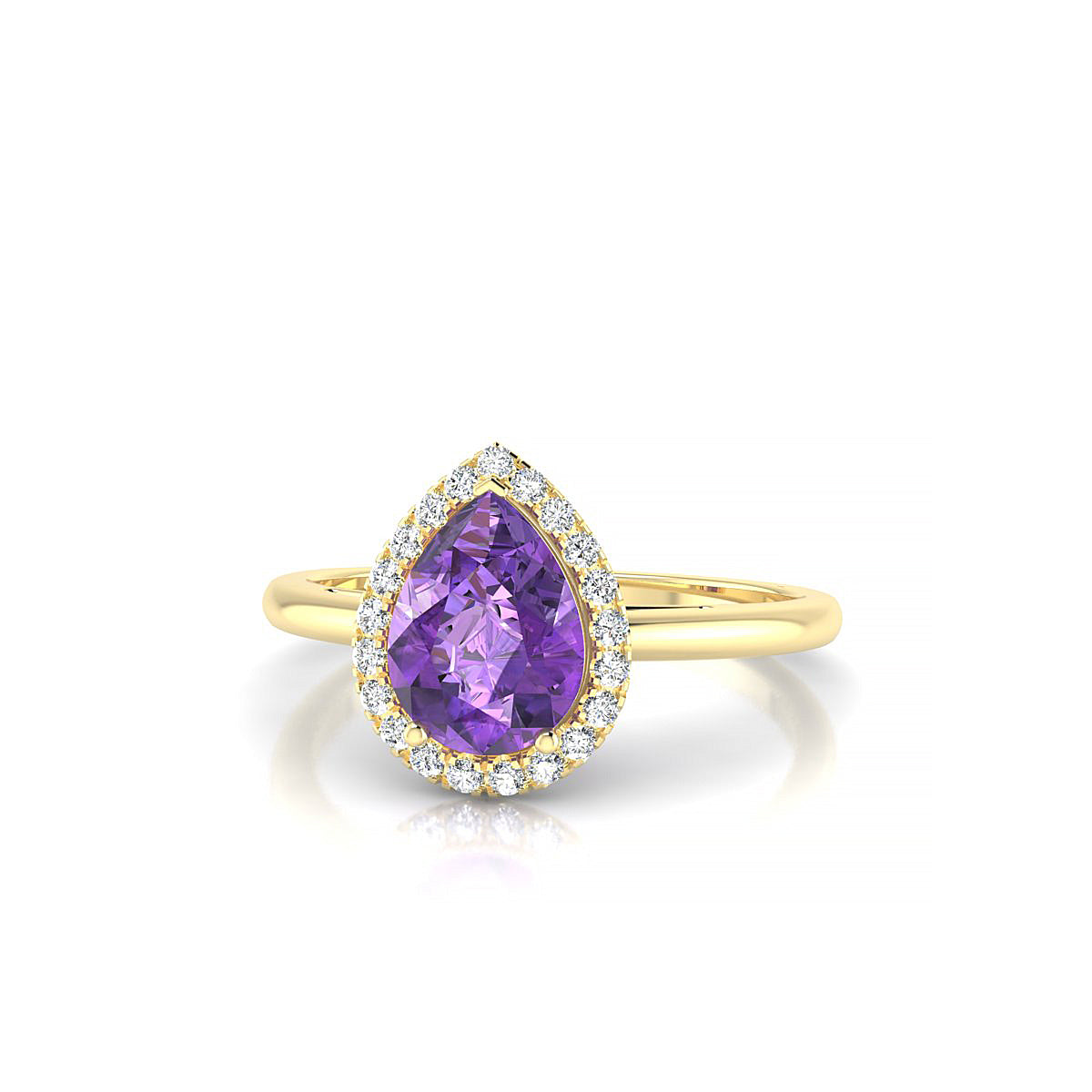 Solar | 18k Yellow Gold 8 x 6 mm Pear Amethyst Ring