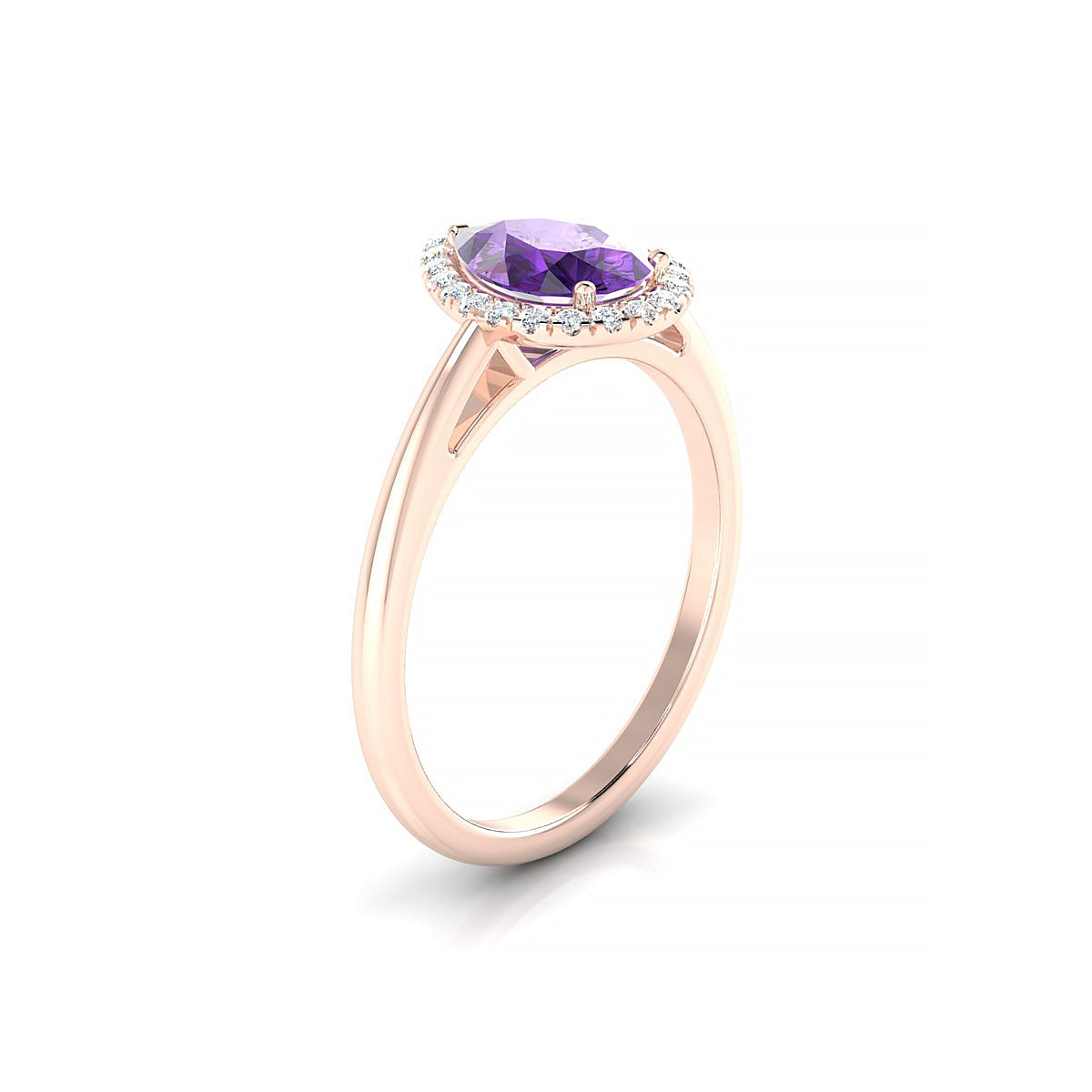 Solar | 18k Rose Gold 8 x 6 mm Pear Amethyst Ring