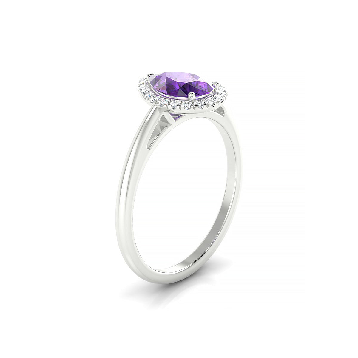 Solar | 18k White Gold 8 x 6 mm Pear Amethyst Ring