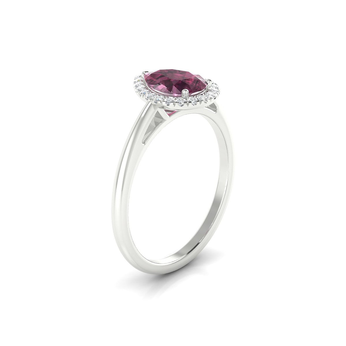 Solar | 18k White Gold 8 x 6 mm Pear Rhodolite Ring