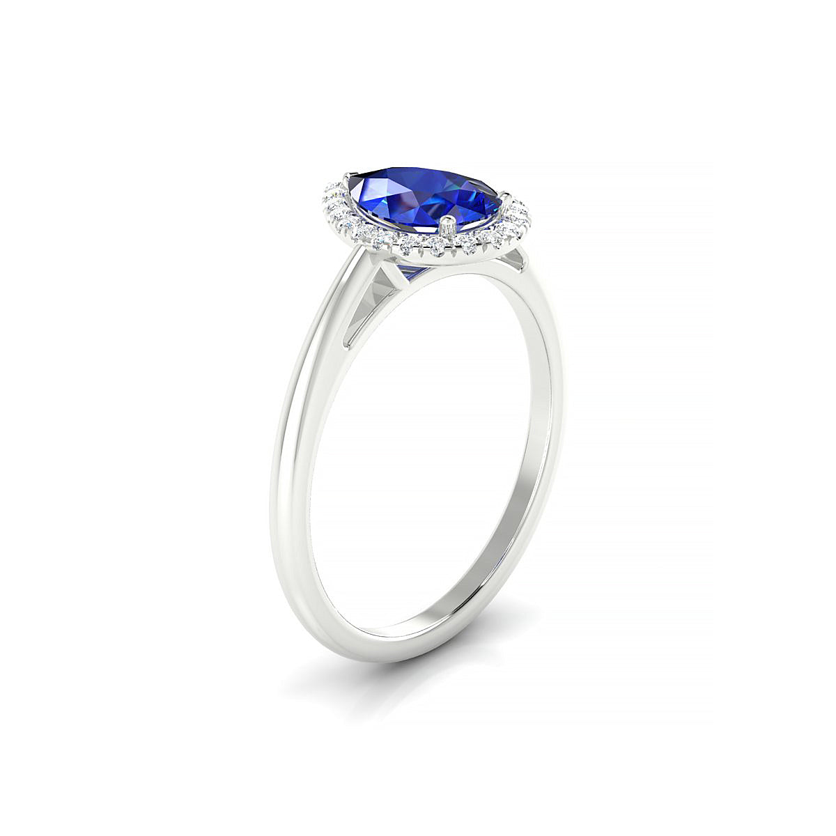 Solar | 18k White Gold 8 x 6 mm Pear Sapphire Ring