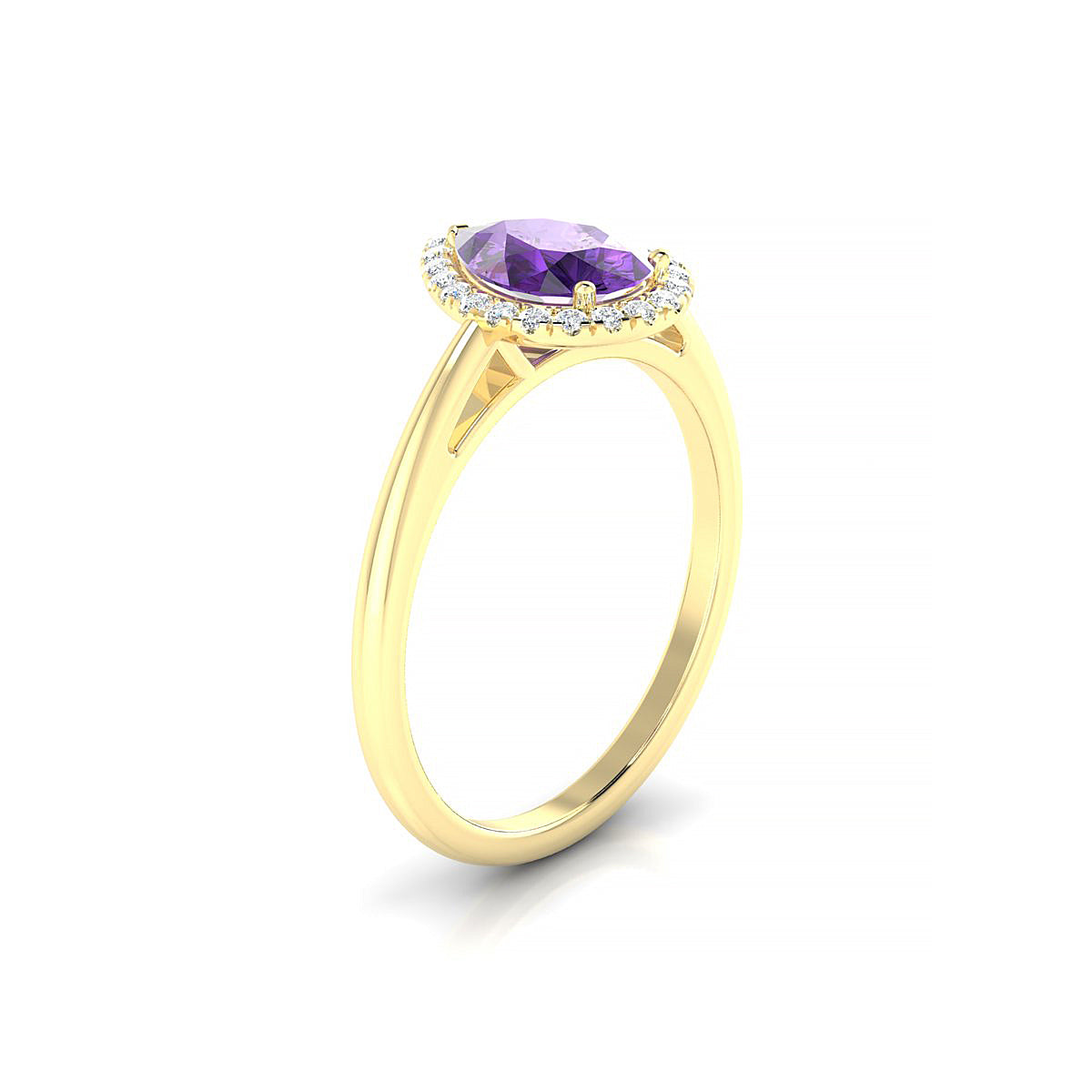 Solar | 18k Yellow Gold 8 x 6 mm Pear Amethyst Ring