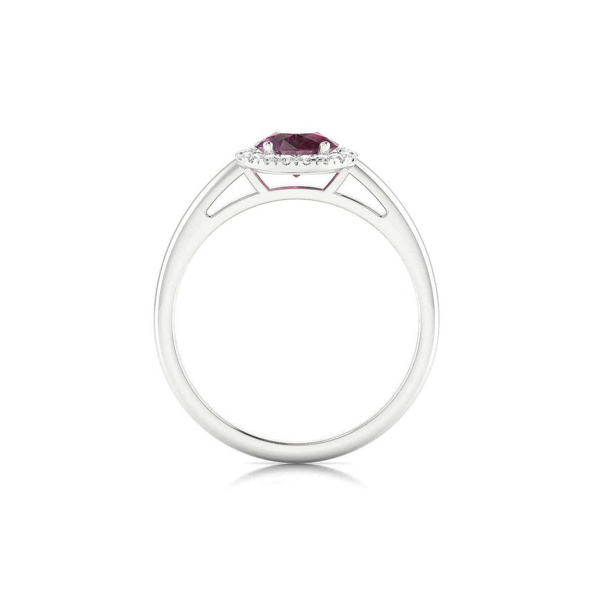 Solar | 18k White Gold 8 x 6 mm Pear Rhodolite Ring