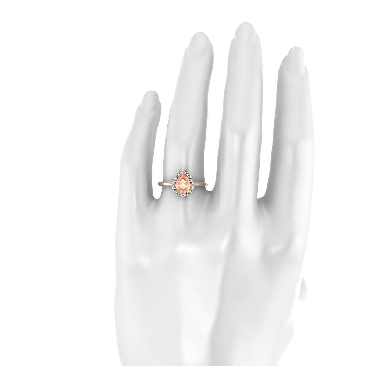 Solar | 18k Rose Gold 8 x 6 mm Pear Morganite Ring